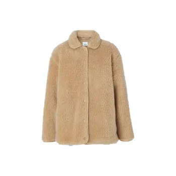 Burberry Wool Cashmere Blend Fleece Jacket Beige