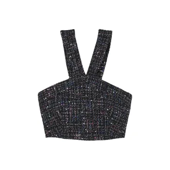 Sandro Elegant Tweed Crop Top
