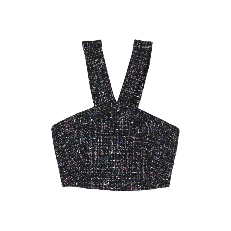 Sandro Elegant Tweed Crop Top-0