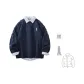 Navy Blue+Blue White Stripes[Shirt](Includes 1 Random Puffer Jacket)