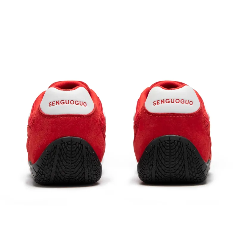 SENGUOGUO Cushioning, Slip Resistant, And Abrasion Resistant Low Top Casual Shoes Unisex Red White-3