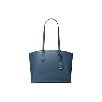 MICHAEL KORS MK Taryn Leather Tote Bag, Shopping Bag, Handbag, Shoulder Bag Tubas Women's Dark Tweed Blue