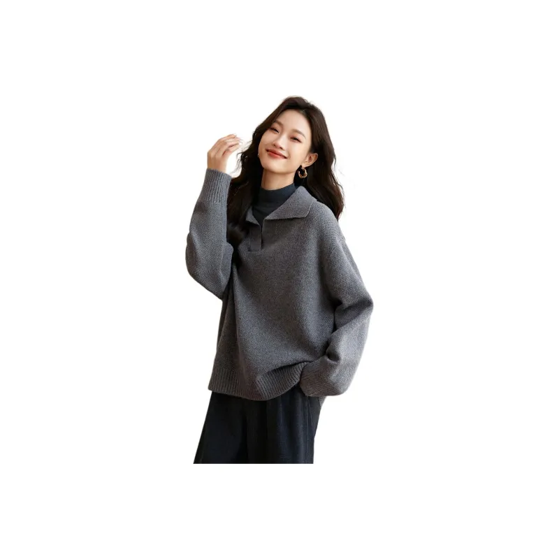 Mo Han Yi Mei Knitwear Women's Dark Heather Gray-0