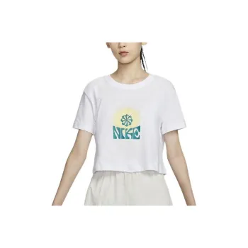Nike Sportswear Women's Floral Embroidered Crewneck T Shirt White