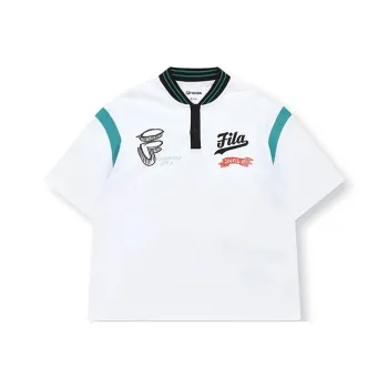 FILA FUSION BASEBALL Series Polo Shirt Women's Standard White
