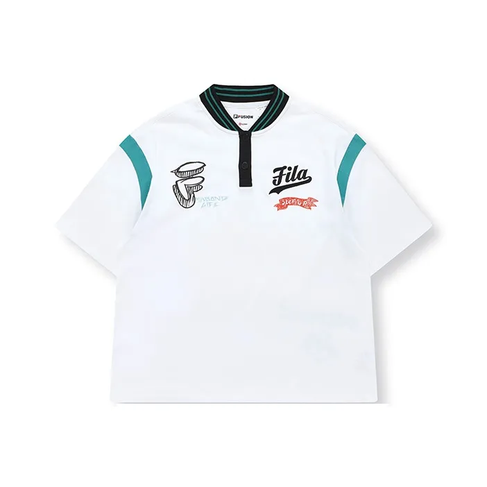 FILA FUSION BASEBALL Series Polo Shirt Women's Standard White-0