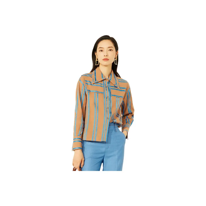 BBLLUUEE Shirt Women's Elegant Camel-0