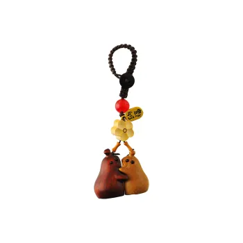 CORJIONY Red Rosewood Keychains Unisex