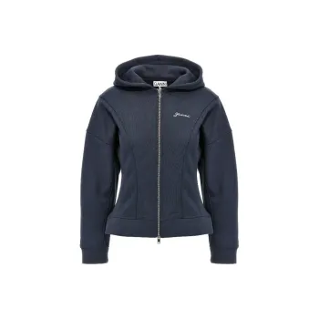 GANNI Logo Embroidered Zipped Hoodie
