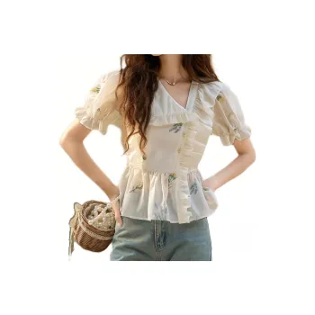 MISHOW Chiffon Shirts Women's Apricot