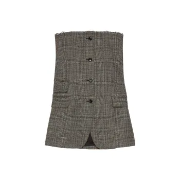 GUCCI Check Buttoned Sleeveless Dress