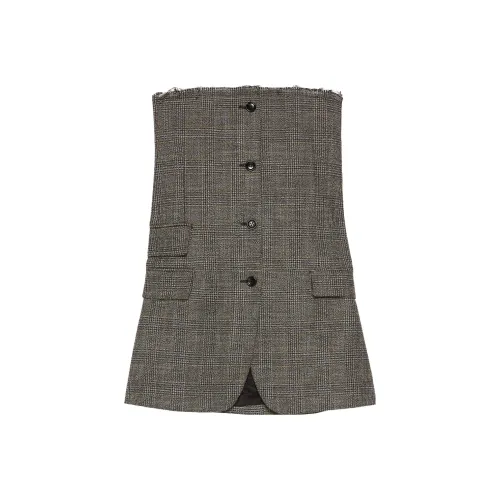 GUCCI Check Buttoned Sleeveless Dress