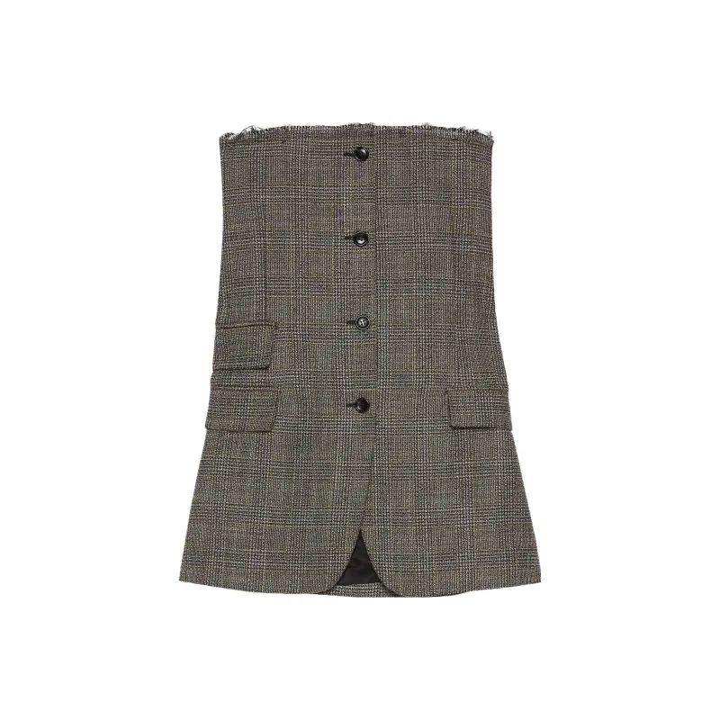 GUCCI Check Buttoned Sleeveless Dress-0