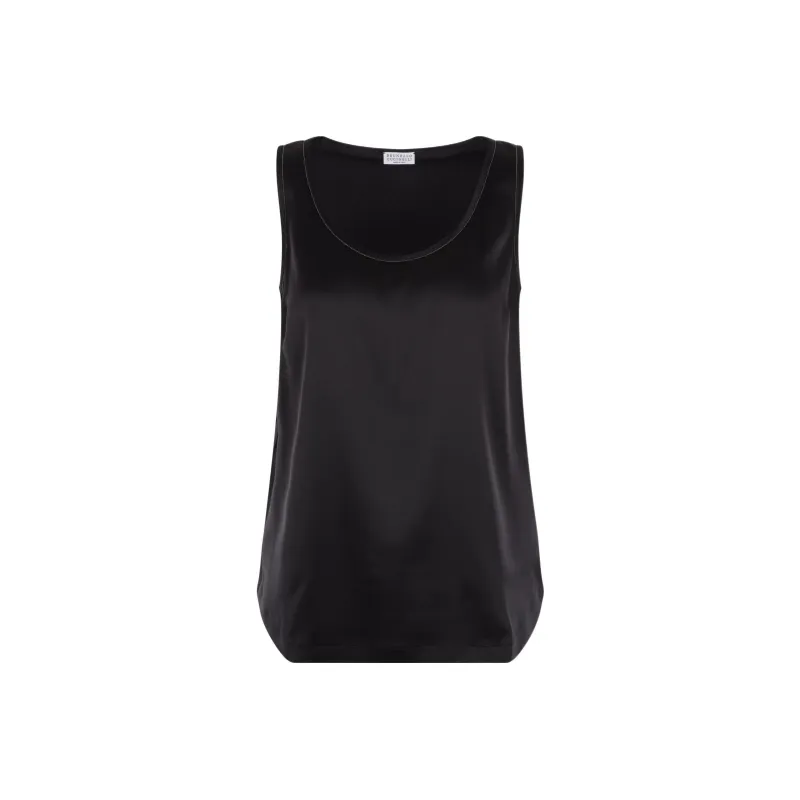 Brunello Cucinelli Embellished Satin Tank Top-0