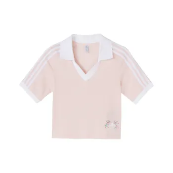 Adidas Originals Logo Embroidered V Neck Cropped Top