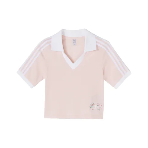 Adidas Originals Logo Embroidered V Neck Cropped Top