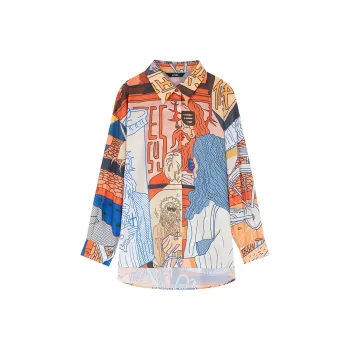 ELF SACK Shirt Women's Vintage Poster Color