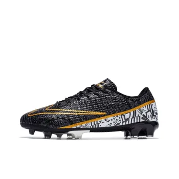 Binary FG Rubber Long Studs Cushioning Abrasion Resistant Lightweight Slip Resistant Soccer Shoes Unisex Black