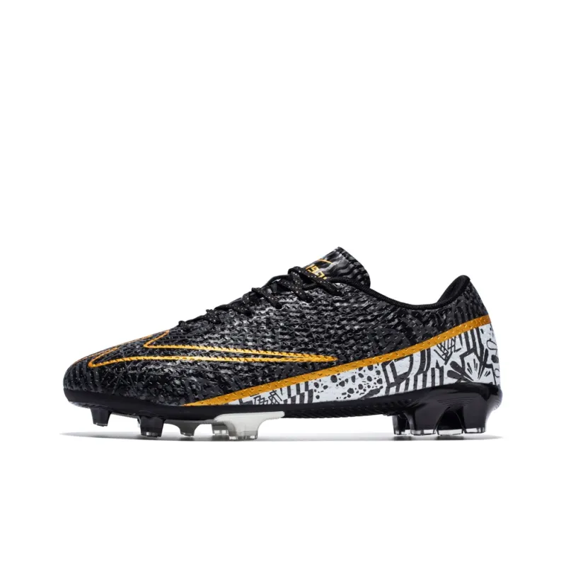 Binary FG Firm Ground Cushioning Abrasion Resistant Lightweight Slip Resistant Soccer Shoes Unisex Black-0