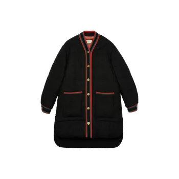 GUCCI Web Trim Tweed Padded Jacket