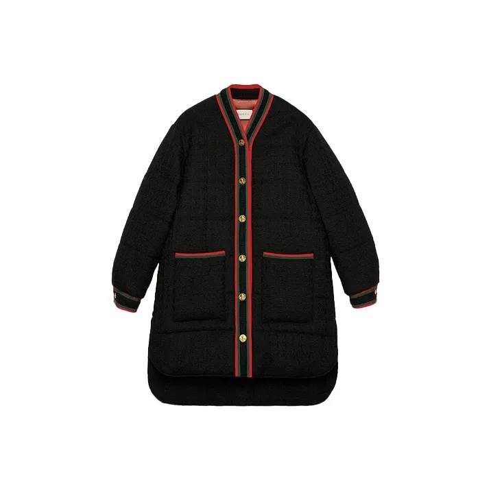 GUCCI Web Trim Tweed Padded Jacket-0