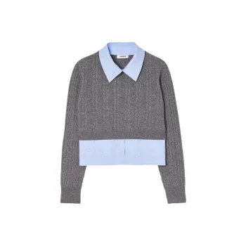 Sandro Layered Cable knit Top