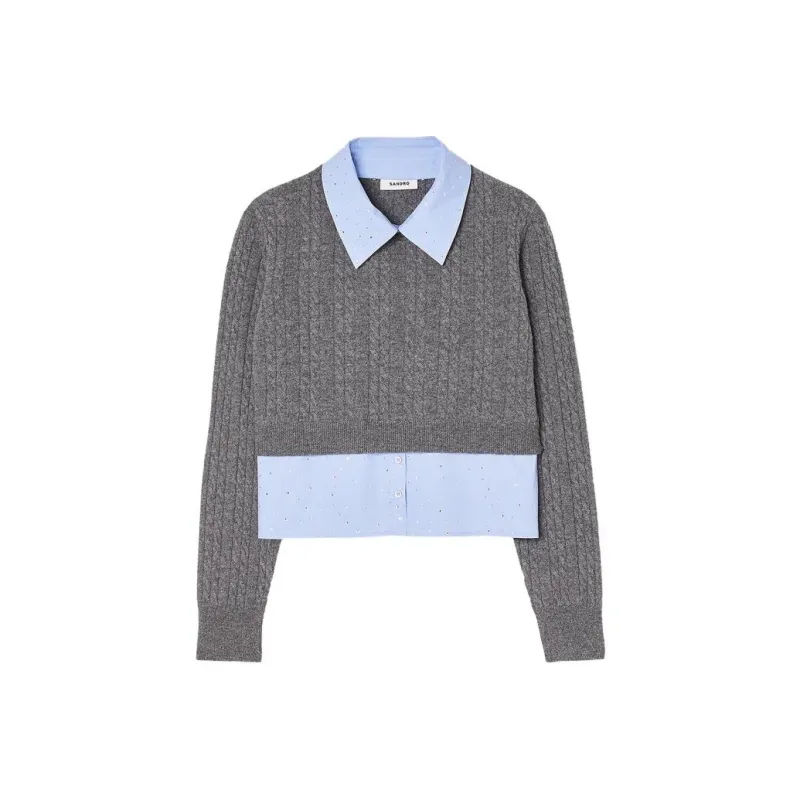 Sandro Layered Cable-knit Top-0