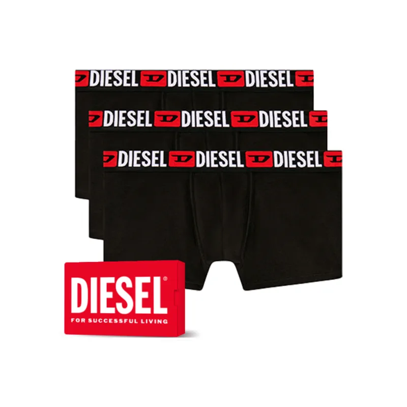 DIESEL Umbx Damien All Over Logo Waist Boxers 3 Pack Black-0