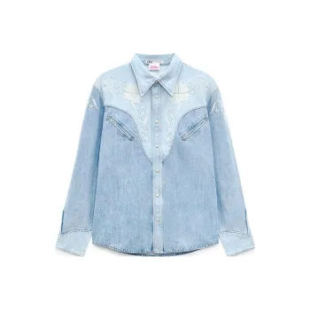 Barbie X ZARA X Barbie Co-brand Shirts Women's Denim Blue