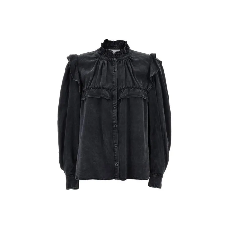 ISABEL MARANT ETOILE Idety Ruffled Denim Shirt-0