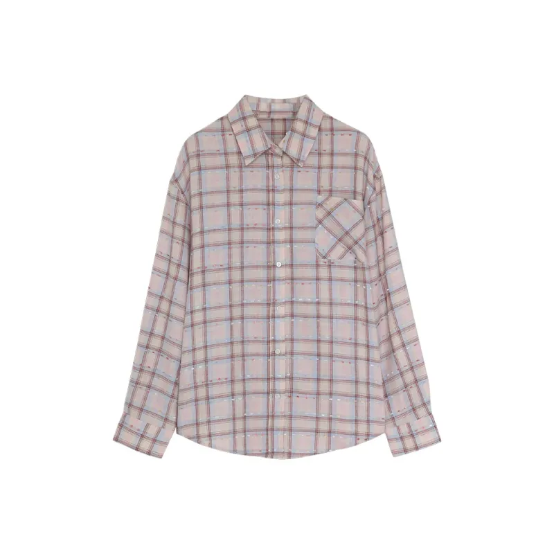 REAL EASY Shirt Women's Pink Plaid-0