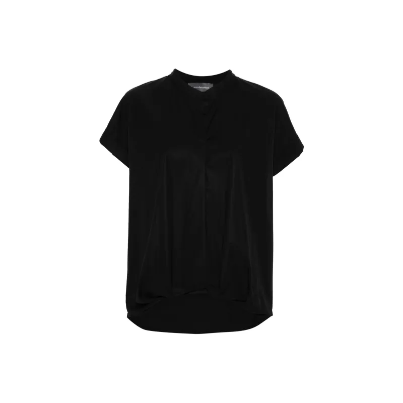 Lorena Antoniazzi Gathered Detailed Short-Sleeved Poplin Blouse-0