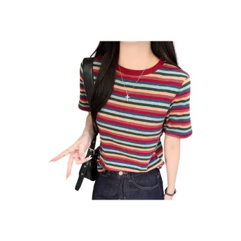 Oudifu Set in Sleeve T Shirt Women's Red
