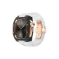 Black Carbon Fiber+Rose Gold Metal Parts+White Strap