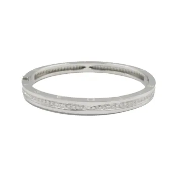 BVLGARI 2010s 18K White Gold B.Zero 1 White Diamonds Bracelet