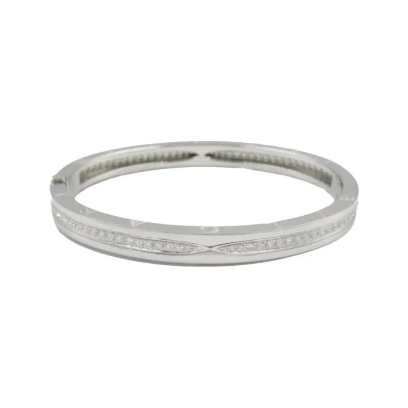 BVLGARI 2010s 18K White Gold B.Zero 1 White Diamonds Bracelet-0