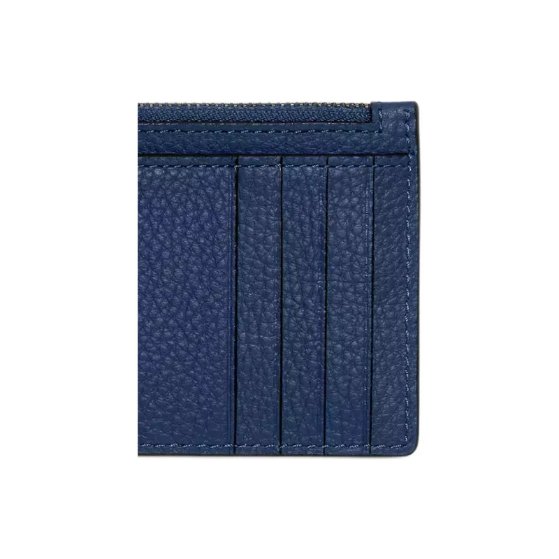 COACH Refined Pebbled Leather Card Holder Mini Men's Dark Blue-4
