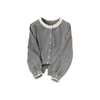 TOUCH Shirt Women's Black Beige Plaid