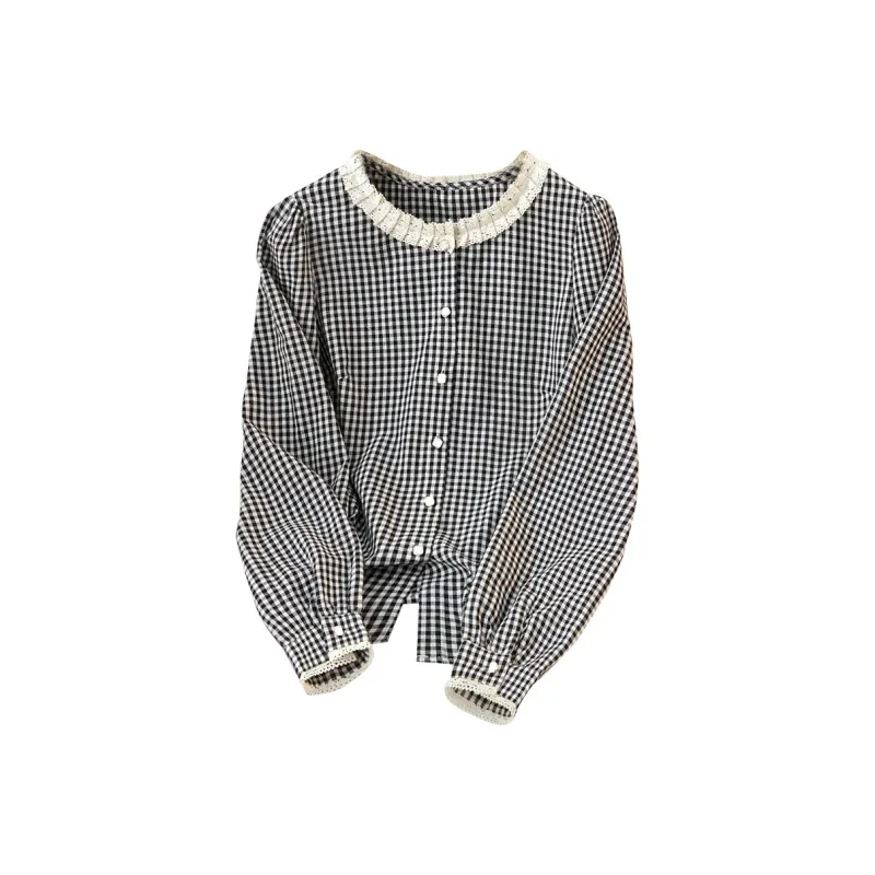 TOUCH Shirt Women's Black Beige Plaid-0