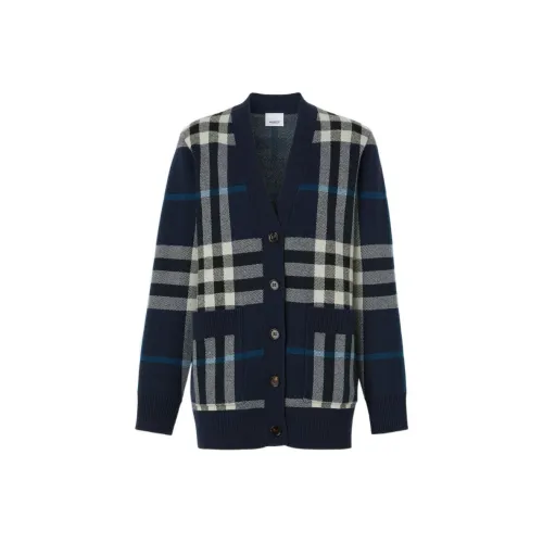 Burberry Check Jacquard Oversized Cardigan 'Dark Charcoal Blue'