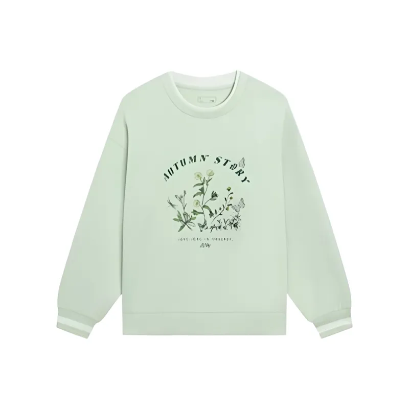 LINING Sports Life Collection Sweatshirts Women's Pale Greenish White Jade-0