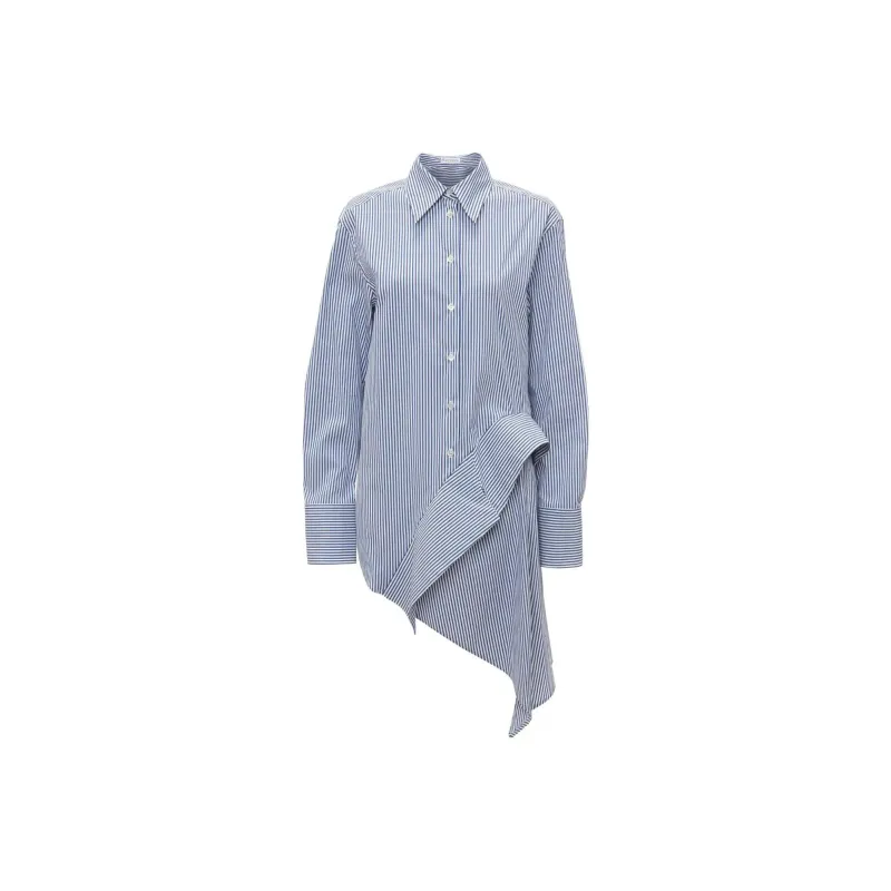 JW Anderson Striped Long Sleeved Asymmetric Draped Shirt-0