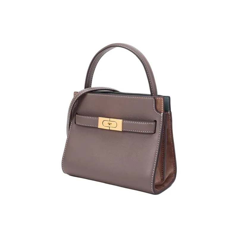 TORY BURCH Lee Radziwill Leather Handbag, Shoulder Bag, Crossbody Bag Mini Women's Clam Shell Umber-1