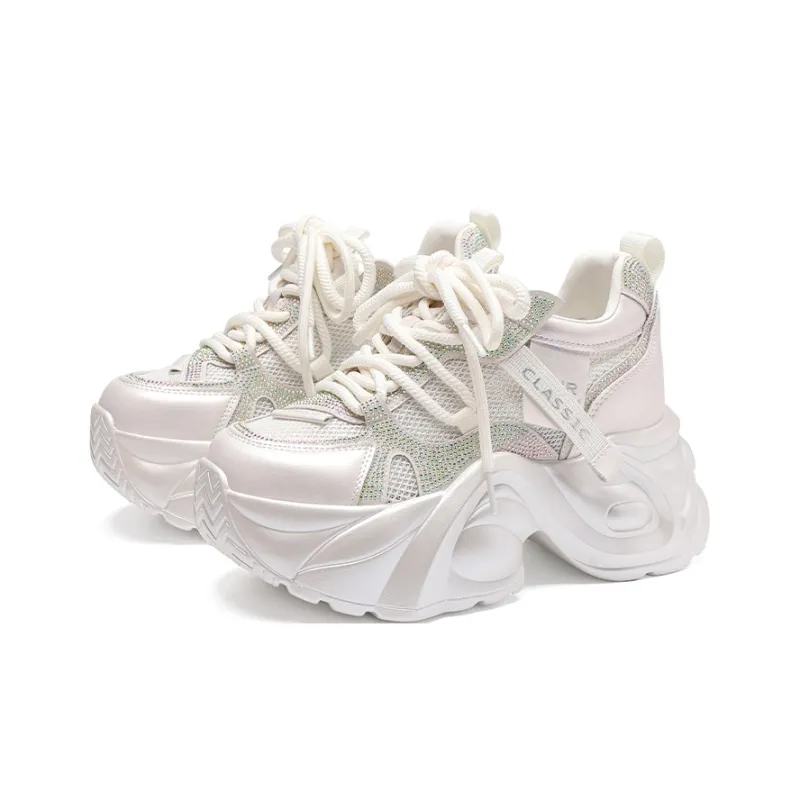 ZHR Baby's Breath Abrasion Resistant Coverage Height Increase Low Top Chunky Sneakers Women's-1
