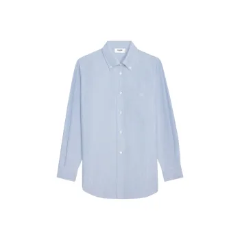 CELINE Tomboy Logo Embroidered Striped Shirt