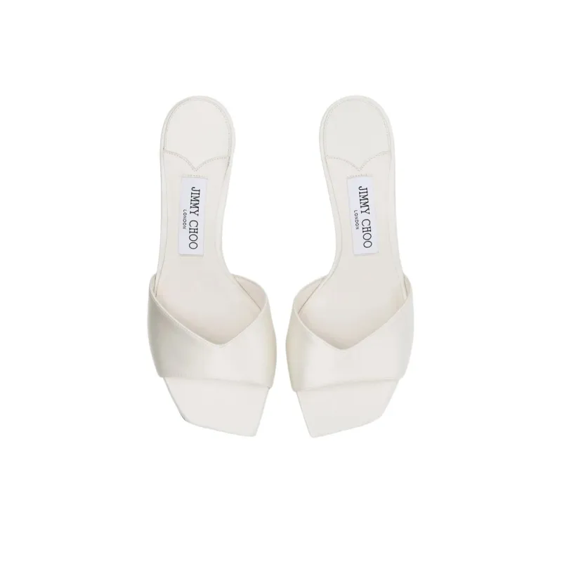 Jimmy Choo Slide Slippers 7cm Women's Ivory White-4
