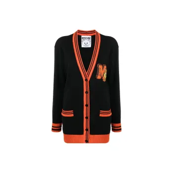 MOSCHINO Embroidered Toy bear Patch Cardigan