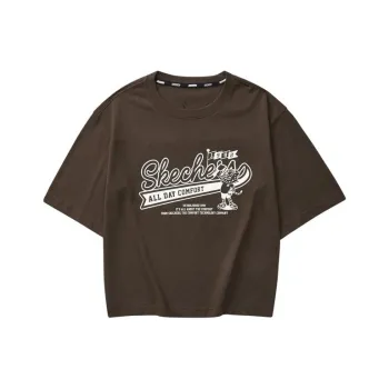 Skechers Drop Shoulder Sleeve T Shirt Women's Melted Chocolate