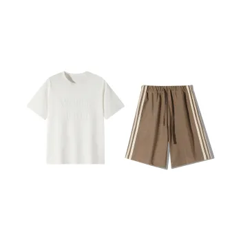 Caver&Hunter Casual Sportswear Unisex White+Mocha Brown