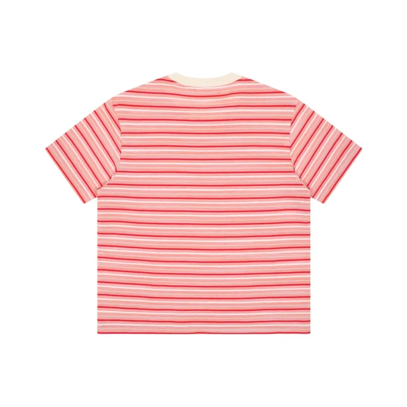 MostwantedLab T Shirt Unisex Light Peach Red Stripes-1